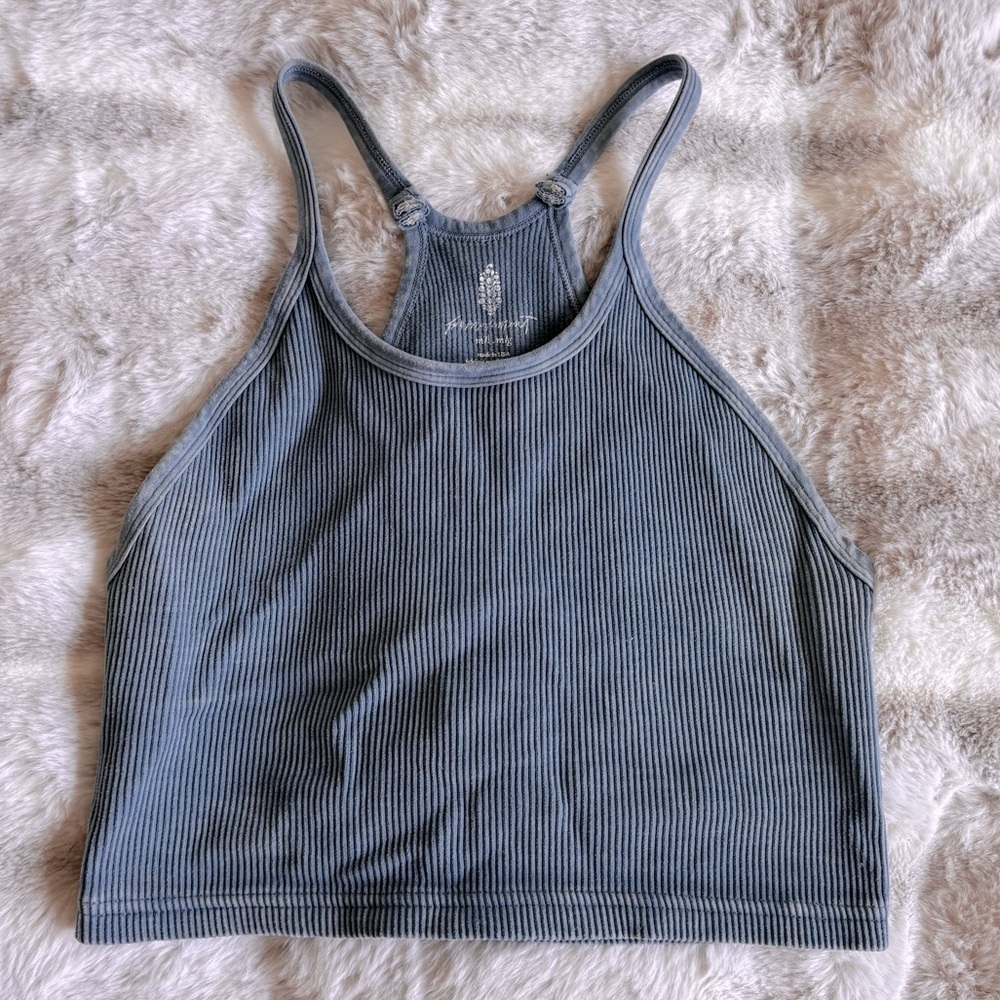 Free People Movement Happiness Runs Crop Tank Top - Blue m/lg